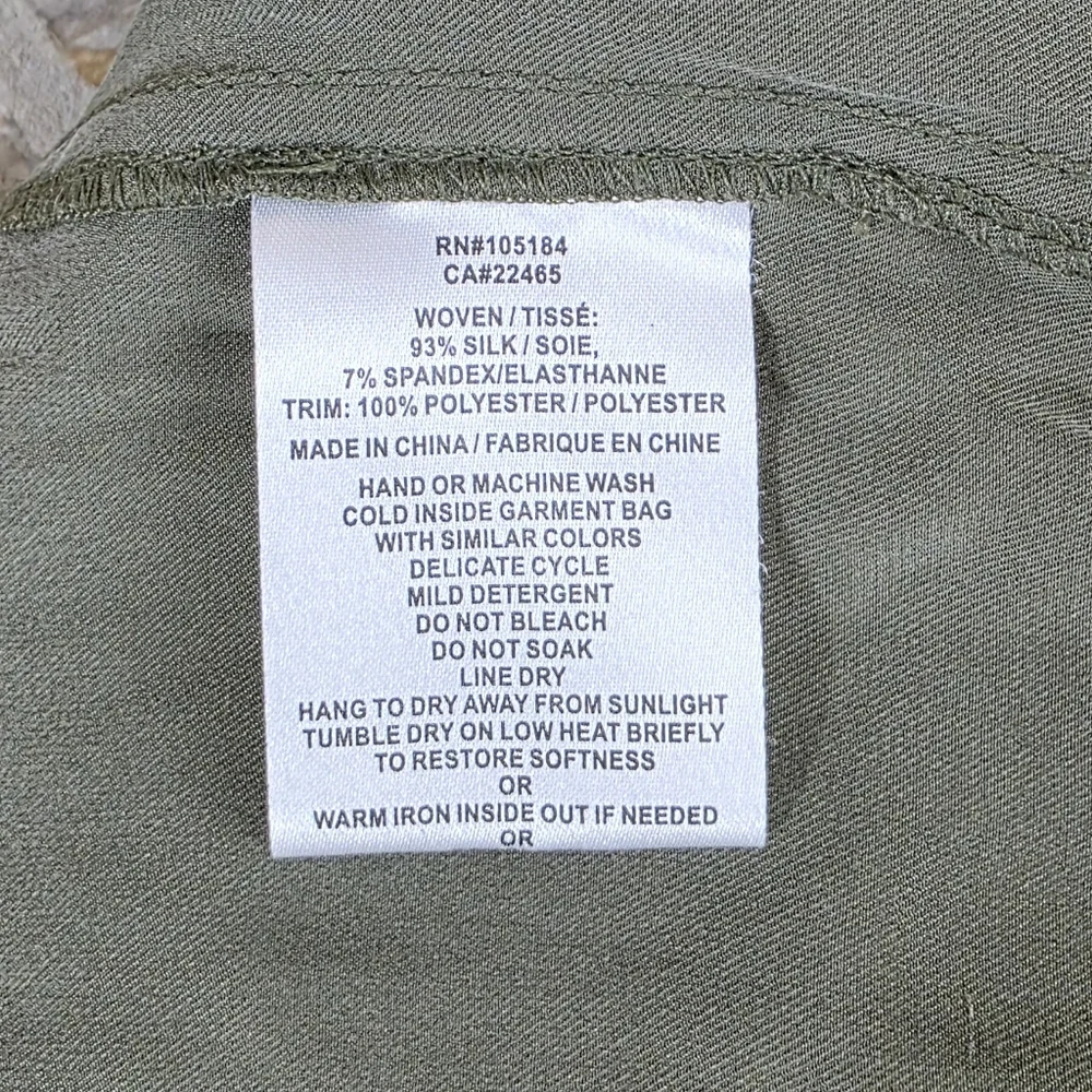 NWT Gosilk Iconic Silk Army Pants In Camo Green